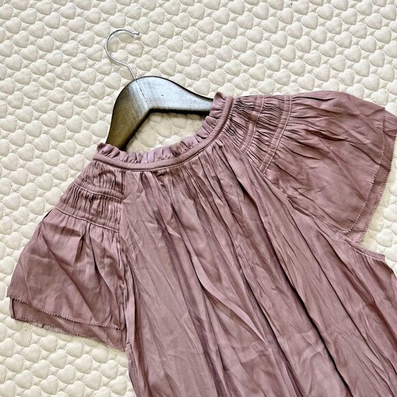 GRADE & GATHER V-NECK SATIN RUFFLE Midi DRESS IN DUSTY ORCHID Size L - Picture 10 of 13